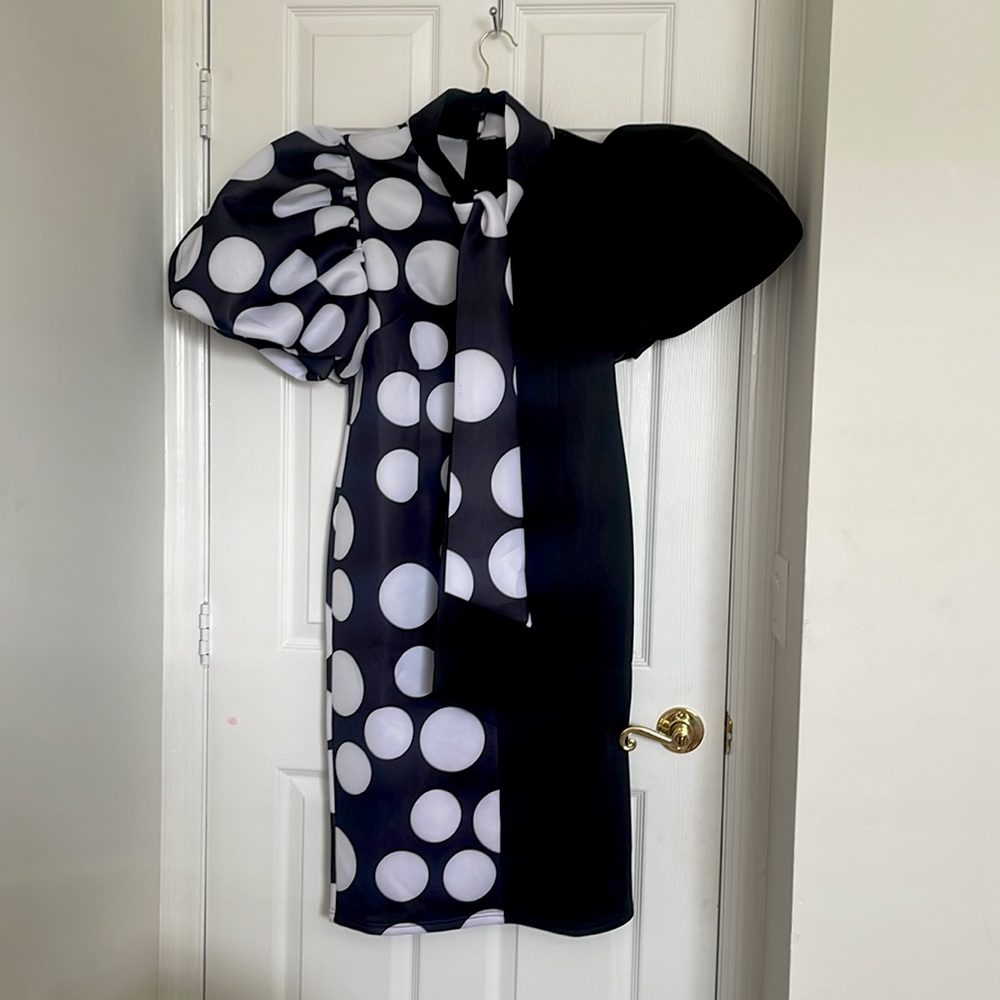 For Her Women Dress 81822-Black/White Dots